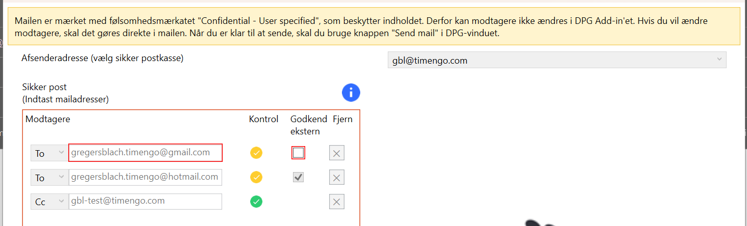 Mail med følsomhedsmærkat