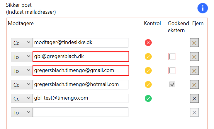 Fjern modtagere