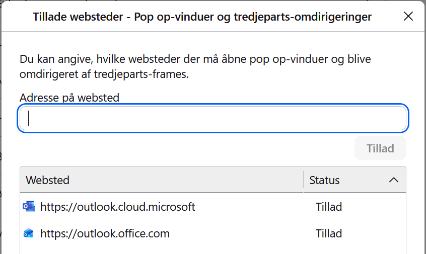 Indstilling af popup-blokering