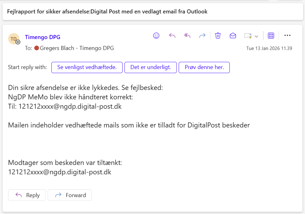 Attached email not allowed